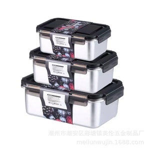 316 Stainless Steel Food <b>Storage</b> <b>Container</b> With Lid 1-3L Freezer Safe For Refrigerator Student Lunchbox - Product Image 5