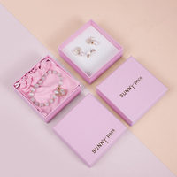 Sunny Pack Personnaliser Nouveau Style Carton Papier Boucle D'oreille Collier Rose Bijoux Emballage Boîte avec Pochette Ensemble Couvercle et Base