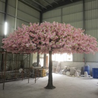 Pohon Bunga Sakura Sutra Putih Besar Buatan, Pohon Bunga Pink Artifisial untuk Dekorasi Meja Pernikahan Dalam Ruangan