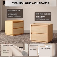 Table de chevet minimaliste moderne en bois avec 2 tiroirs, meuble de chambre crème, armoire de rangement de luxe
