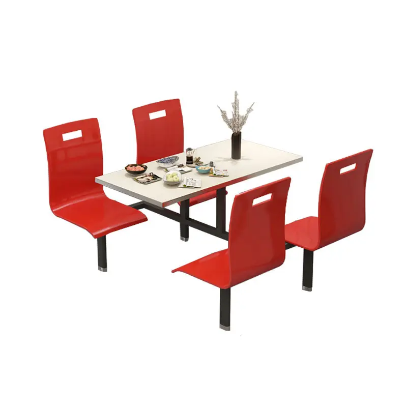 Moderne Esstisch-Tische und Stühle Schul-Esstisch Holz 4-Sitzer Esstisch Cafeteria Tisch und Stuhl Set