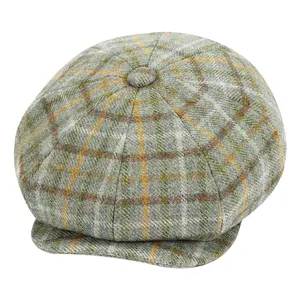 قبعة تويد بريت كلاسيكية مرتفعة الطلب قبعات نيوزبوي رجالي كلاسيكية خفيفة الشكل مخططة