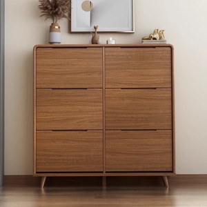 Zapatero estrecho minimalista moderno con marco de madera maciza, ahorrador de espacio, para recibidor o pasillo. - Product Image 1