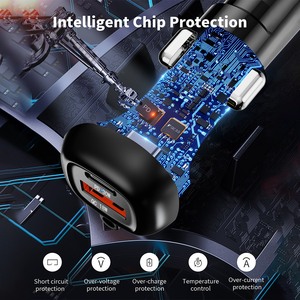 Chargeur de <span class=keywords><strong>voiture</strong></span> à charge rapide 96W 2 ports PD/PPS/QC3.0 avec câble spiralé de 1,8 m, protection OTP/OVP - Product Image 2