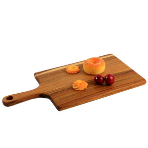 Tabla de cortar de madera de acacia de 40x20x1.5cm, rectangular, con asa, para servir frutas, pan y otros alimentos en la cocina. - Product Image 5