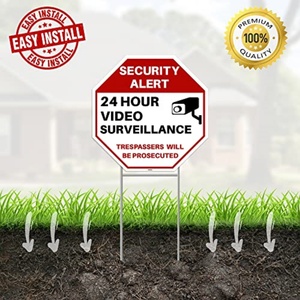 Panneau de surveillance vidéo 24h/24 avec piquets, panneau d'alerte caméra de sécurité pour la maison et l'extérieur Roc Xie - Product Image 6