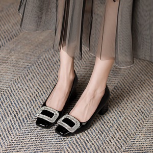 Chaussures Mary Jane confortables à bout carré et <span class=keywords><strong>talon</strong></span> moyen pour femme, avec boucle en strass, <span class=keywords><strong>talon</strong></span> de 5 cm - Product Image 1