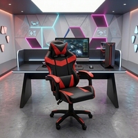 Chaise de jeu de course rouge et noire certifiée CE ALINUNU pour salle de jeu, chaise de jeu ergonomique avec accoudoirs reliés