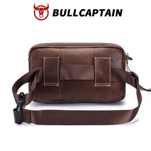 BULLCAPTAIN Men Genuine Cowhide Waist Bag Retro Crazy Horse Leather <b>Chest</b> Waist Bags Casual Messenger Shoulder BagFanny Pack - Product Image 5