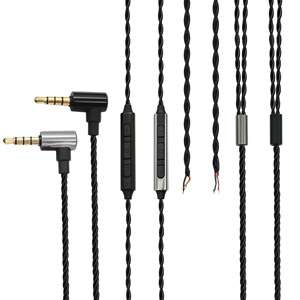 Zhongshan Zhen Sheng Diy Semi Finished Headphone <b>Cable</b> 4 Strand Twisted With <b>Mic</b> 3.5mm Plug Black Titanium Grey - Product Image 5