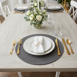 Manteles Individuales Redondos de Algodón Trenzado, Lavables, Diseño Moderno para el Hogar, Bodas, Banquetes y Cualquier Ocasión - Product Image 3