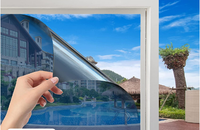 Película de Tinte para Ventanas Azul Plateado para el Hogar, Bloqueador Solar, Anti-UV, Removible, Reflectante, para Puertas de Vidrio, Espejo, Película de Tinte para Casa