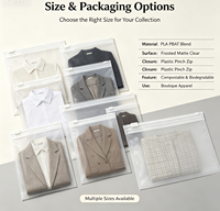 Emballage de vêtements de boutique haut de gamme, logo personnalisé, sac coulissant transparent en PLA PBAT compostable et biodégradable, haute résistance