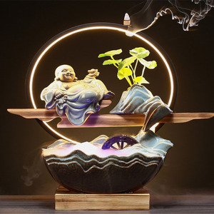Brûleur d'encens en porcelaine <span class=keywords><strong>Bouddha</strong></span> moine, tour à reflux pour cônes et bâtonnets - Product Image 3