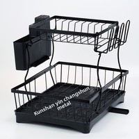 Égouttoir à vaisselle multi-niveaux en fer, design moderne et minimaliste, multifonctionnel, autoportant, sans perçage, avec support pour couteaux, baguettes et rangement pour tasses