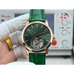 High-quality Sapphire Green Stainless Steel Bezel Skeletonized Tourbillon Waterproof Men's <b>Automatic</b> Mechanical Watch - Product Image 1
