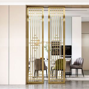 M133 Modern Classic Gold Stainless Steel Waterproof Translucent Laser Cut <b>Screens</b> Room Dividers Customized Design Movable Hotel - Product Image 5