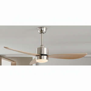Moderno ventilatore a soffitto con motore a corrente continua integrato ABS acrilico lampada in legno telecomando senza lame Design per soluzioni Smart Home - Product Image 1