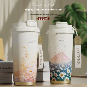 Tazza di Thermos in ceramica isolata di grande capacità ad alto aspetto con doppia bevanda acqua per le caratteristiche montate sull'auto per le ragazze che fanno festa - Product Image 2