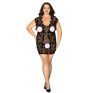 Сексуальное кожаное облегающее платье комбинации большого размера, прозрачное соблазнительное кружевное платье