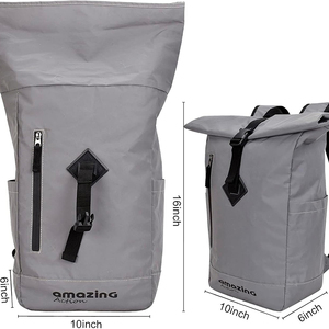 Mochila enrollable de moda con logotipo personalizado, impermeable y ecológica, hecha de poliéster reciclado RPET para viajes. - Product Image 4