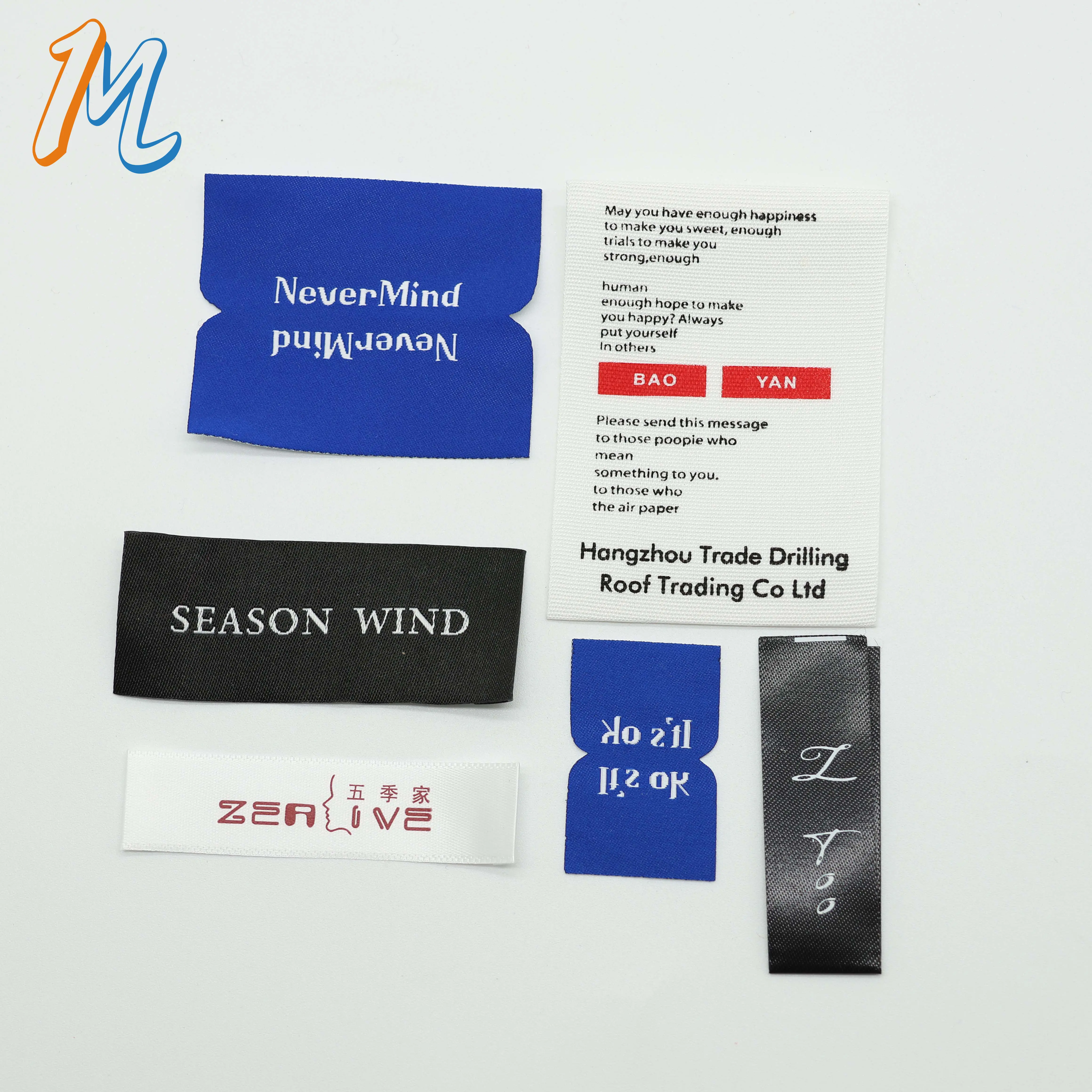 Brand Name Damask Woven Labels Logos Printed Label for Clothing 100% Cotton Customized Garment Labels