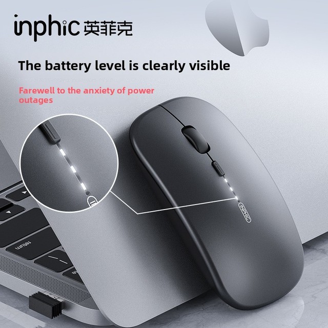 INPHIC M1PRO Wireless Mouse USB 5-Buttons Ergonomic Rechargeable Laser Tracking Silent-click for Laptop