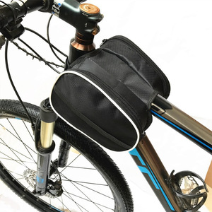 Sac de cadre de vélo à fermeture éclair noir 19x12,5x6 cm, intérieur double face portable pour accessoires de VTT - Product Image 4