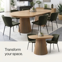 Table à manger ronde extensible au design moderne, fabriquée directement par le fabricant, en bois MDF avec plateau à lattes, pour l'ameublement de la maison