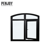 Fenêtre à battant en aluminium au design moderne avec cadre et cadre de fenêtre intégrés, équipée d'un moustiquaire pliable compact