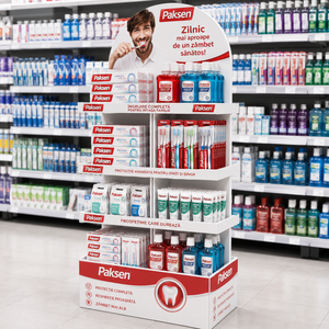 4-Tier Stepped Cardboard Retail Display <b>Stand</b> for Mouthwash & Toothbrushes, Fast Setup for Grocery Store Promotions - Product Image 3