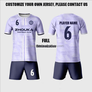 卸売 ライトブルー＆ホワイト 速乾性 通気性 新しいサッカーユニフォーム サッカーセット カスタムクラブユニフォーム サッカートラックスーツ - Product Image 1