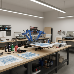 Prensa de serigrafía de 1 estación y 4 colores, 450x550 mm, manual, de cama plana, con secador flash de calentamiento eléctrico para serigrafía - Product Image 2