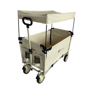 Vouwwagen met vier wielen van roestvrij staal, met kap voor winkelen en opbergen - Product Image 5