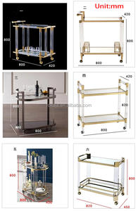 Aangepaste Transparante Acryl Dienende <span class=keywords><strong>Trolley</strong></span> Goud Roestvrij Staal Hotel Bruiloft <span class=keywords><strong>Trolley</strong></span> Bar Bewegende Kar Eetkamer <span class=keywords><strong>Trolley</strong></span> - Product Image 5