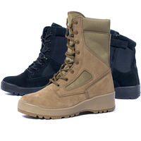 Bottes de randonnée tactiques, bottes de travail imperméables pour l'extérieur, dessus en daim, doublure en mesh avec fermetures éclair latérales, noires