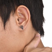 Piercing d'oreille Trident en acier inoxydable pour homme, bijou gothique punk marin hypoallergénique, plaqué rhodium