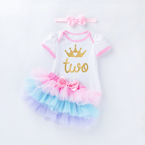 Babykleertjes Kleding 1e 2e Verjaardag Kids Baby Meisje Romper Tule Tutu Jurk Voor 1e Verjaardag DGHB-050 - Product Image 6
