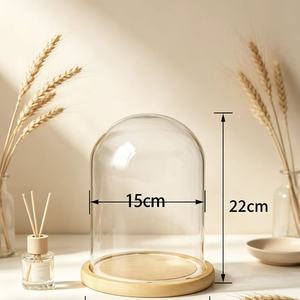 Cúpula de Vidrio de 22cm, Cúpula de Vidrio Tipo Campana, Cúpula de Vidrio con Logotipo Personalizado, Cúpula de Vidrio con Base de Madera, ¡Oferta! - Product Image 1
