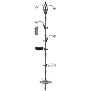 Support de mangeoire à oiseaux en métal TJ-016 pour extérieur, patio, abreuvoir durable, design arrondi compact, style simple pour jardin - Product Image 3