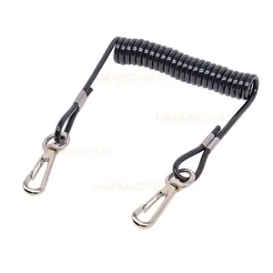 High Quality Plastic Diving Stainless Steel Spiral Coil Tether Recoil Lanyard for safety