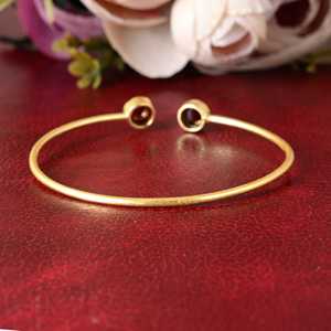 Beautiful Design Boho Gemstone Cuff Boho Brass Bangle for Women 18K Gold Plated Minimal Open <b>Bracelet</b> for Wholesale OEM ODM - Product Image 4