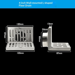 Drenaje de Piso en Forma de L para <span class=keywords><strong>Terraza</strong></span> Exterior, de Acero Inoxidable 304, con Pared Reforzada, Diseño Moderno y Simple, para Balcón y Esquinas - Product Image 6