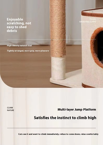 Pohon Kucing Besar dari Kayu dengan Kandang, Tempat Bertengger Luas, Tiang Garuk Sisal Terbungkus Penuh, dan Bola Gantung yang Dapat Diganti - Product Image 4
