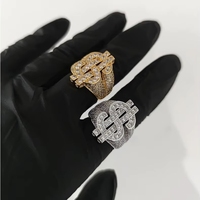 Bague TKJ Factory Stock Hop Zircon entièrement sertie de zircons, motif Dollar creux, pour homme