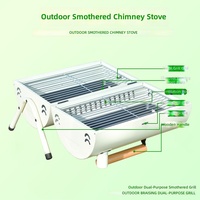 Barbecue portable double face pour extérieur, support pliable anti-rouille, revêtement en poudre, pour usage domestique