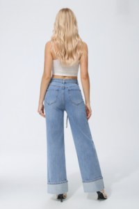 Jeans a Vita Alta e Gamba Larga con Stampa Glitterata, Vestibilità Comoda, Lunghezza Intera, in Cotone Stonewashed, Stile Casual - Product Image 4