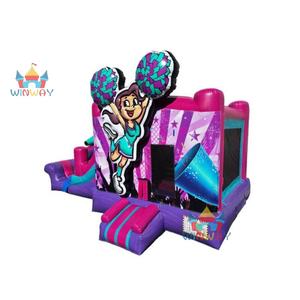 Castillo Inflable Comercial <span class=keywords><strong>de</strong></span> PVC <span class=keywords><strong>de</strong></span> 25 pies con Tobogán, Diseño <span class=keywords><strong>de</strong></span> Animadora, Hermoso, para Niñas, en Venta - Product Image 2