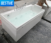 Baignoire de massage rectangulaire en acrylique blanche Whirlpools, moderne, autoportante, pour salle de bain et hôtel, robinet inclus