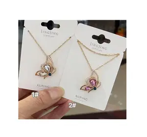 Xuping jingjing Fashion warna emas mawar kristal Austria warna kupu-kupu liontin kalung grosir perhiasan Fashion untuk wanita